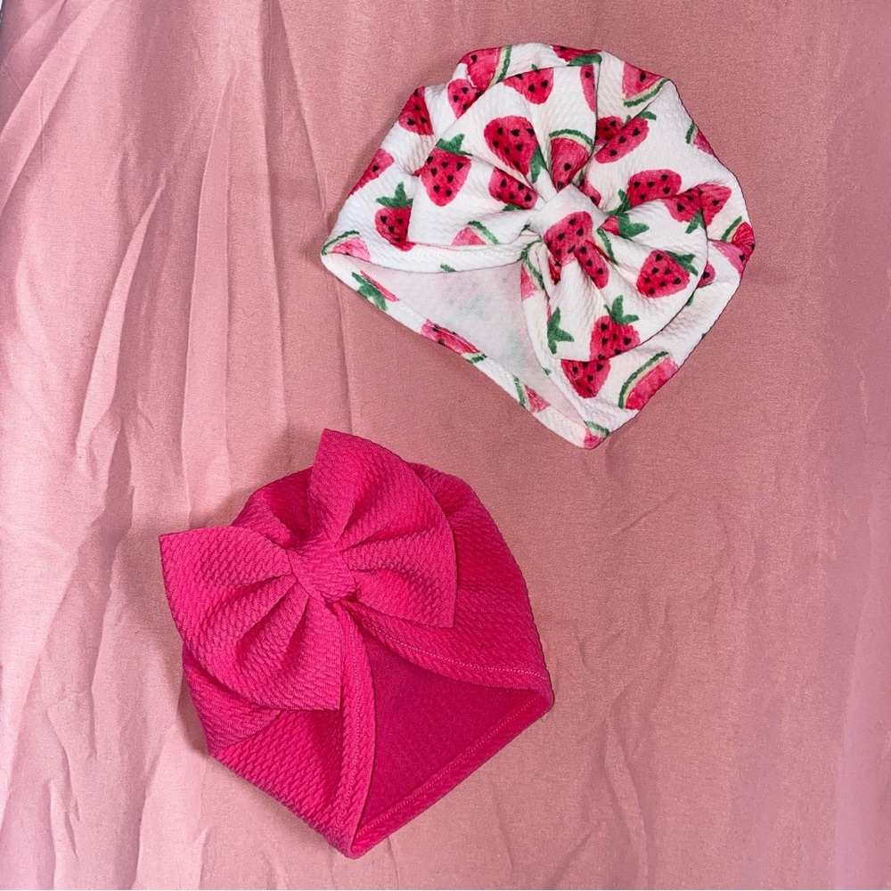 Pink and White Watermelon Kids Turban Set